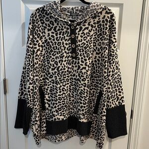 Heimish Leopard Print Hoodie - Black and Cream